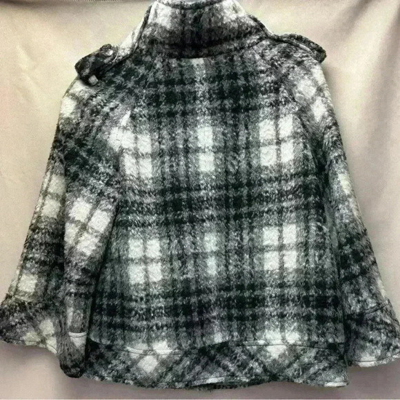 Guess Black & White Plaid 3/4 Wide Sleeve wool blend Moto Jacket Size Medium - Picture 10 of 14